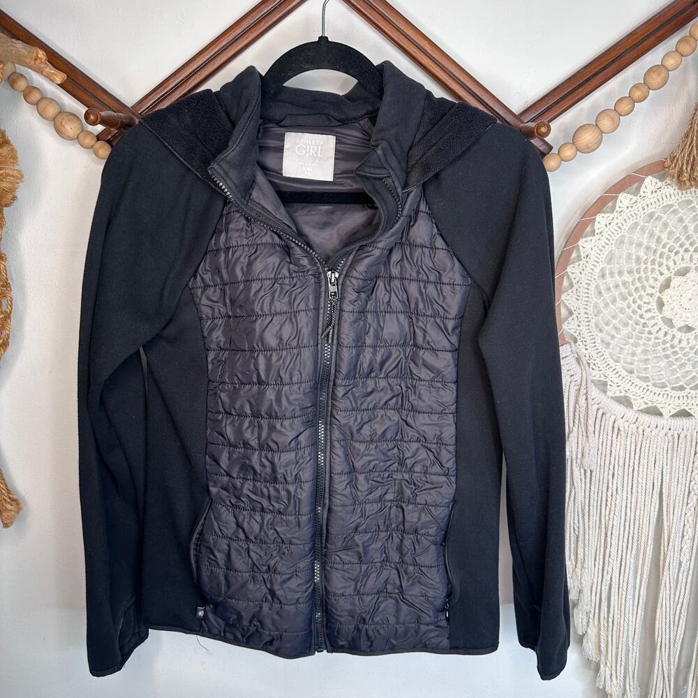 Athleta Girl Black Hybrid Zip Up Jacket